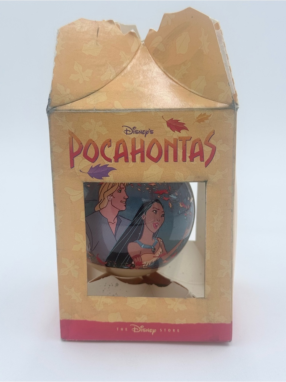 Vintage Disney Store Pocahontas Glass Christmas Ball Ornament 1995 Original Box